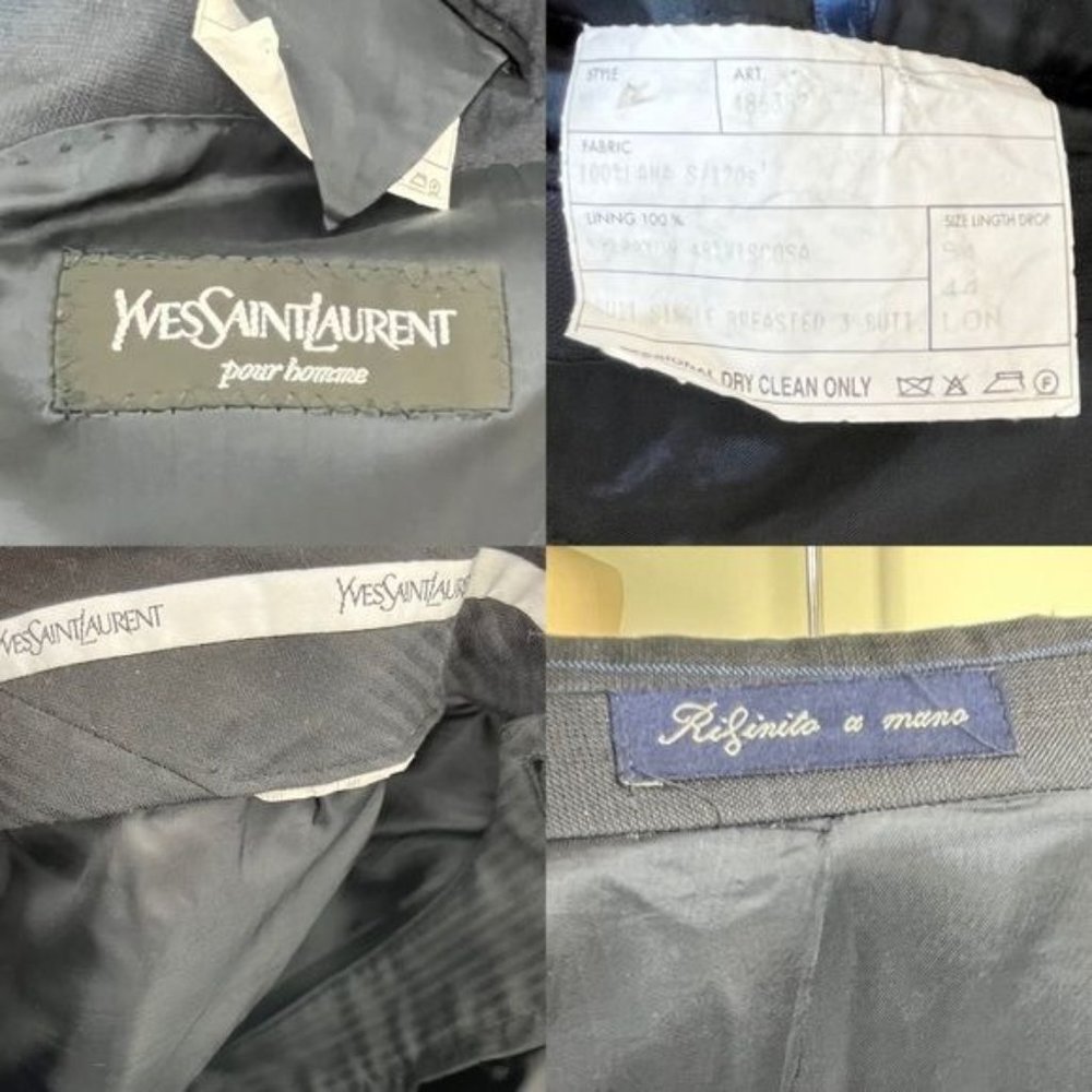 YSL Yves Saint Laurent Windowpane Wool 120s 3 Button Gridded Suit - Picture 10 of 13